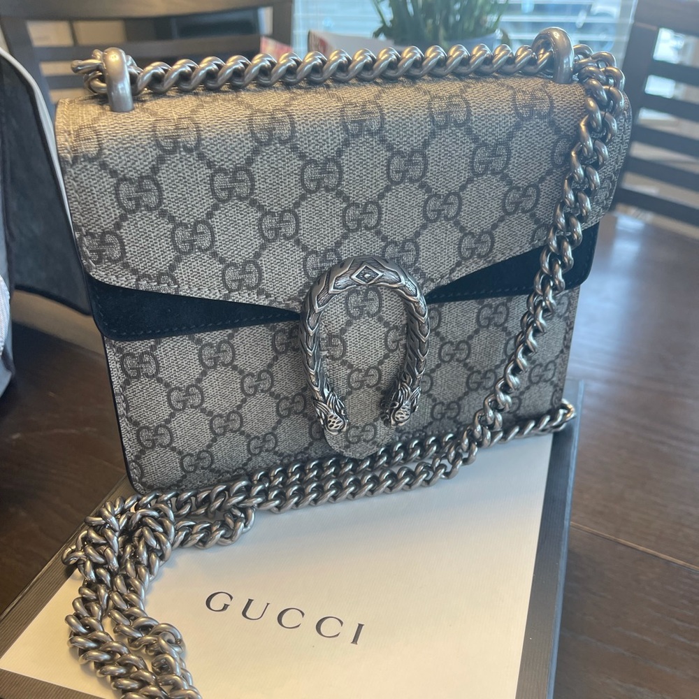 Gucci Dionysus GG Supreme Mini with black suede